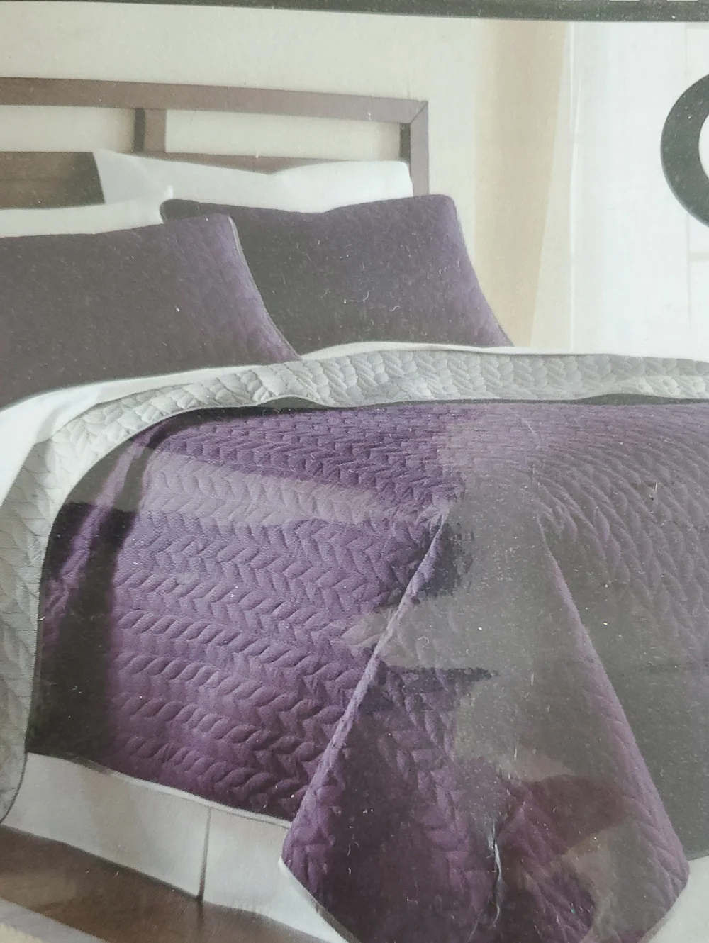 Reversible Purple Quilt&Shams Set(3 Piece) Queen Bedding New In Bag